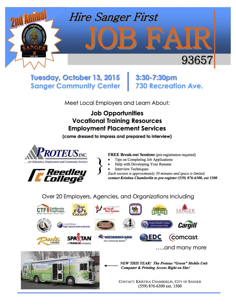 2nd Annual Sanger Job Fair The Sanger Scene