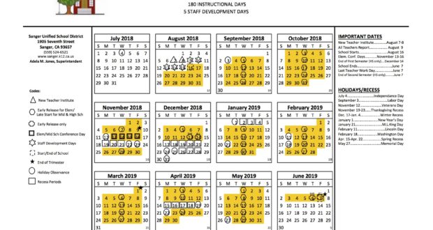 Susd Calendar 2022 Sanger Unified School District First Day Of School 2018-19 - The Sanger  Scene