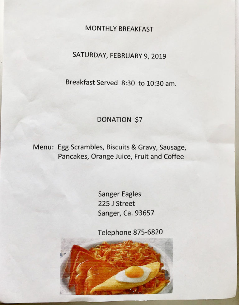 Eagles Monthly Breakfast The Sanger Scene