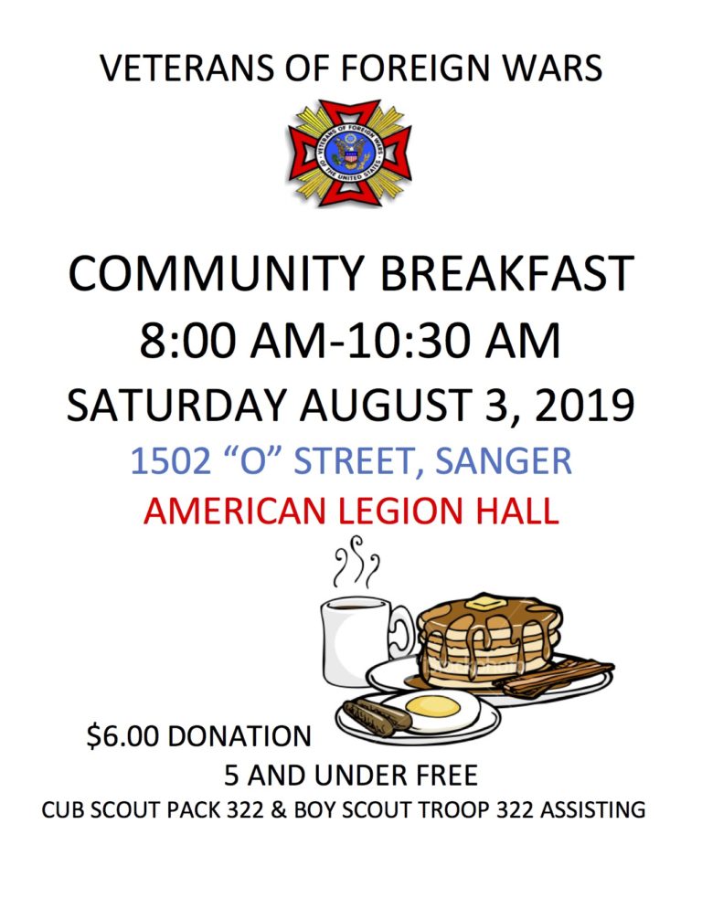 Veterans of Foreign Wars (VFW) Community Breakfast The Sanger Scene